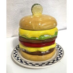 Luna & Sage Cheeseburger On A Diner  Plate Kitchen Canister/Cookie Jar